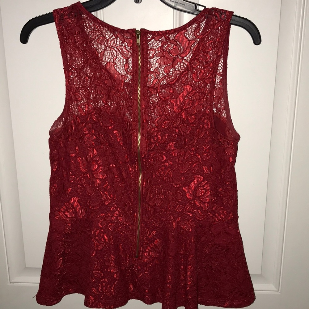 Red lace Peplum top - Picture 3 of 3